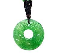 YIGEDAN Pendentif en Jade Vert Naturel Bouddha Vintage, Diamètre 32 mm