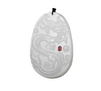 Yigedan sculpté à la main Blanc naturel Jade Dragon Collier Pendentif Amulette