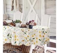 Yighty Nappe Ovale à Motif Floral Aquarelle - Imperméable et Infroissable - Décoration de Printemps et d'été pour Vacances, Cuisine, Salle à Manger - 152,4 x 213,4 cm - Jaune