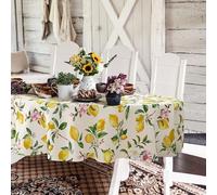 Yighty Nappe Ovale de 152,4 x 213,4 cm, Motif Floral Aquarelle, imperméable, Infroissable, décoration de Printemps et d'été pour Vacances, Cuisine, Salle à Manger - Jaune Citron