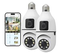 YiGia Lot de 2 caméras de sécurité à double objectif 360 degrés avec prise lumineuse