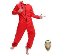 Yigoo Costume de carnaval Halloween avec masque pour homme et femme - Rouge - Taille S