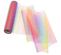 YIGOOWN Chemin de table - Décoration de table arc-en-ciel - Paillettes - Tulle - Décoration de fête - Pour Noël, anniversaire, rentrée des classes, baptême, bricolage (1#, 30 x 90 cm)