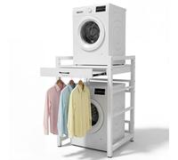 Yigowyigo Étagère de machine à laver superposée (73 x 63 x 105 cm) - Étagère sur machine à laver avec séchoir à linge extensible - Hauteur réglable - Armoire pour machine à laver et sèche-linge