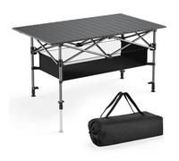 Yigowyigo Table Camping Pliante 95x55x55cm Hauteur Réglable Tables Pliante Exterieur avec Aluminium (Enroulable), Supportant Jusqu'à 80kg, avec Portal Sangle Transport, pour Pique-Nique, Jardin-Noir