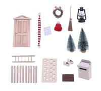 YIGZYCN 1 lot de décorations de Noël en bois pour porte - Décoration de jardin féérique miniature - Modèle de scène de Noël