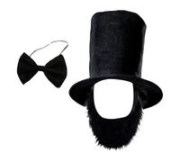 YIGZYCN Accessoires de costume Abrahams Lincolns avec cravate, chapeau Abrahams Lincolns avec barbe, costume de jour des présidents pour adulte et adolescent