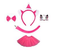 YIGZYCN Accessoires de costume d'animal pour chats avec bandeau, queue et nœud papillon, jupe pour enfant, garçon, fille, adolescent, jeu de rôle, Halloween, cosplay