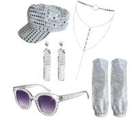 YIGZYCN Accessoires Disco Costume Disco Set Paillettes Casquettes Jambières