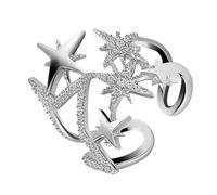 YIGZYCN Anneaux ouverts tendance en forme d'étoile à huit points avec pierre de zircon - Ouverture réglable - Accessoire élégant
