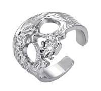 YIGZYCN Bague réglable gothique avec tête de mort - Design géométrique rétro - Accessoires de doigt pour costume d'événement, One Size, Comme décrit, Comme décrit.