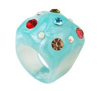 YIGZYCN Bijoux froissés uniques ornés de pierres vibrantes adaptées pour les occasions décontractées ou formelles Bagues en résine, One Size, Comme décrit, Comme décrit.