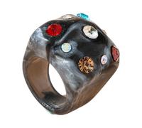 YIGZYCN Bijoux froissés uniques ornés de pierres vibrantes adaptées pour les occasions décontractées ou formelles Bagues en résine, One Size, Comme décrit, Comme décrit.