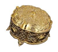 YIGZYCN Boîte à bijoux antique avec couvercle - Texture métallique élégante - Parfaite pour la décoration de la maison et un usage quotidien - Boîte ronde