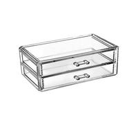 YIGZYCN Boîte de rangement à 2 tiroirs en acrylique transparent pour maquillage, stylos, bijoux, maquillage
