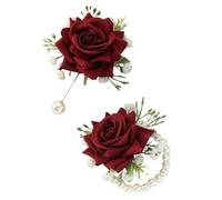 YIGZYCN Bouquet de fleurs en soie style vintage pour poignet avec perles élégantes, Fleur en soie