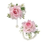 YIGZYCN Bouquet de fleurs en soie style vintage pour poignet avec perles élégantes, Fleur en soie