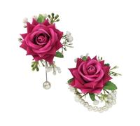 YIGZYCN Bouquet de fleurs en soie style vintage pour poignet avec perles élégantes, Fleur en soie