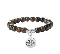 YIGZYCN Bracelet de prière bouddhiste tendance avec pendentif lotus exquis unisexe cordon élastique, One Size, Comme décrit