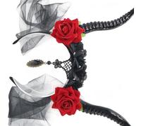 YIGZYCN Coiffe légère en résine en forme de corne de diable avec strass étincelants, idéale pour les fêtes d'Halloween, styles esthétiques sombres