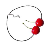 YIGZYCN Collier avec motif cerises - Texture en verre pour femme - Ajoute une touche de douceur à n'importe quelle tenue - Cadeau d'anniversaire