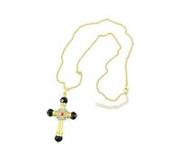 YIGZYCN Collier avec pendentif crucifix doré antique avec strass scintillants avec pierres colorées en oxyde de zirconium