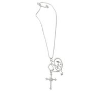 YIGZYCN Collier avec pendentif crucifix en forme de cœur et note de musique en acier inoxydable - Accessoire pour cadeau - Bijoux en acier inoxydable