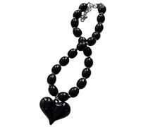 YIGZYCN Collier de perles en résine avec pendentif en forme de cœur - Longueur réglable - Chaîne clavicule pour femme - Bijoux élégants en forme de cœur