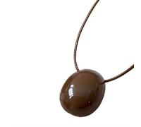 YIGZYCN Collier moderne avec pendentif ovale géométrique pour femme - Longueur réglable - Chaîne élégante pour un usage quotidien