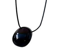 YIGZYCN Collier moderne avec pendentif ovale géométrique pour femme - Longueur réglable - Chaîne élégante pour un usage quotidien