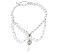 [YIGZYCN] Collier ras du cou en perles synthétiques superposées avec pendentif en forme de cœur fraise et croix en cristal