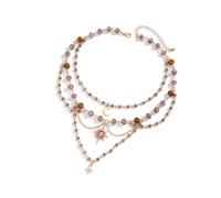 YIGZYCN Collier tendance en alliage avec lune irrégulière et glands - Longueur réglable - Chaîne de cou multicouche - Accessoire de déclaration pour femme