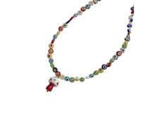 YIGZYCN Collier tendance en perles de verre avec pendentif champignon et motifs floraux pour un look jeune et élégant