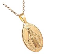 YIGZYCN Collier Vierges catholiques Accessoire pour femme en acier inoxydable Pendentif ovale Bijoux catholiques