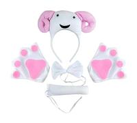 YIGZYCN Costume d'animal de mouton avec bandeau, queue, nœud papillon, gants pour enfant et adulte