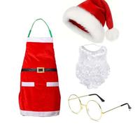 YIGZYCN Costume de Père Noël pour adultes avec barbe, chapeau de cowboy, costume de Noël complet pour fête, cosplay, tenue de Père Noël pour homme