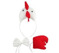 YIGZYCN Costume d'Halloween de coq 3 pièces comprenant un bandeau de coq, une queue, un nœud papillon, un poulet, un costume pour enfants pour cheveux confortables