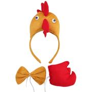YIGZYCN Costume d'Halloween de coq 3 pièces comprenant un bandeau de coq, une queue, un nœud papillon, un poulet, un costume pour enfants pour cheveux confortables