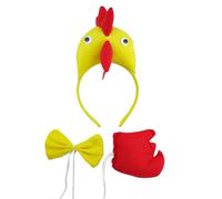 YIGZYCN Costume d'Halloween de coq 3 pièces comprenant un bandeau de coq, une queue, un nœud papillon, un poulet, un costume pour enfants pour cheveux confortables