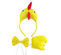YIGZYCN Costume d'Halloween de coq 3 pièces comprenant un bandeau de coq, une queue, un nœud papillon, un poulet, un costume pour enfants pour cheveux confortables