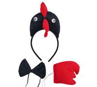 YIGZYCN Costume d'Halloween de coq 3 pièces comprenant un bandeau de coq, une queue, un nœud papillon, un poulet, un costume pour enfants pour cheveux confortables