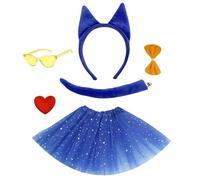 YIGZYCN Costume d'Halloween pour enfants, chats, chiens, ânes avec bandeau, nez, queue, nœud papillon, jupe, bas, gants, accessoires de cosplay