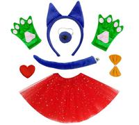 YIGZYCN Costume d'Halloween pour enfants, chats, chiens, ânes avec bandeau, nez, queue, nœud papillon, jupe, bas, gants, accessoires de cosplay