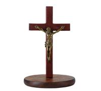 YIGZYCN Crucifix avec support amovible en bois catholique Jésus Croix Centre de table Décoration d'intérieur