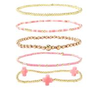 YIGZYCN Crucifix élégant en perles pour un usage quotidien avec perles en cuivre géométrique pour femme, One Size, Comme décrit