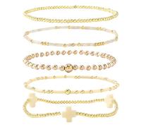 YIGZYCN Crucifix élégant en perles pour un usage quotidien avec perles en cuivre géométrique pour femme, One Size, Comme décrit