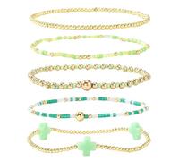 YIGZYCN Crucifix élégant en perles pour un usage quotidien avec perles en cuivre géométrique pour femme, One Size, Comme décrit