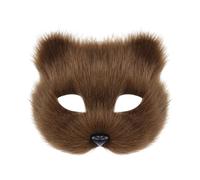 YIGZYCN Demi-masque animal en peluche avec chats à fourrure pour adulte, bal masqué, Halloween, fête costumée, accessoires de lunettes