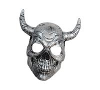 YIGZYCN Devil Demons Horrifiant Corne Fantôme pour Halloween Mascarade Cosplay Masqué Masqué, Argent vieilli, taille unique