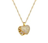 YIGZYCN Élégant collier avec perles et strass en forme de cœur avec chaîne réglable pour femme pour un usage quotidien